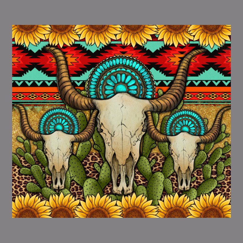 Bull Skulls Gemstones And Cactus With Leopard And Aztec Heavyweight Hoodie by Artiststas | Teevron