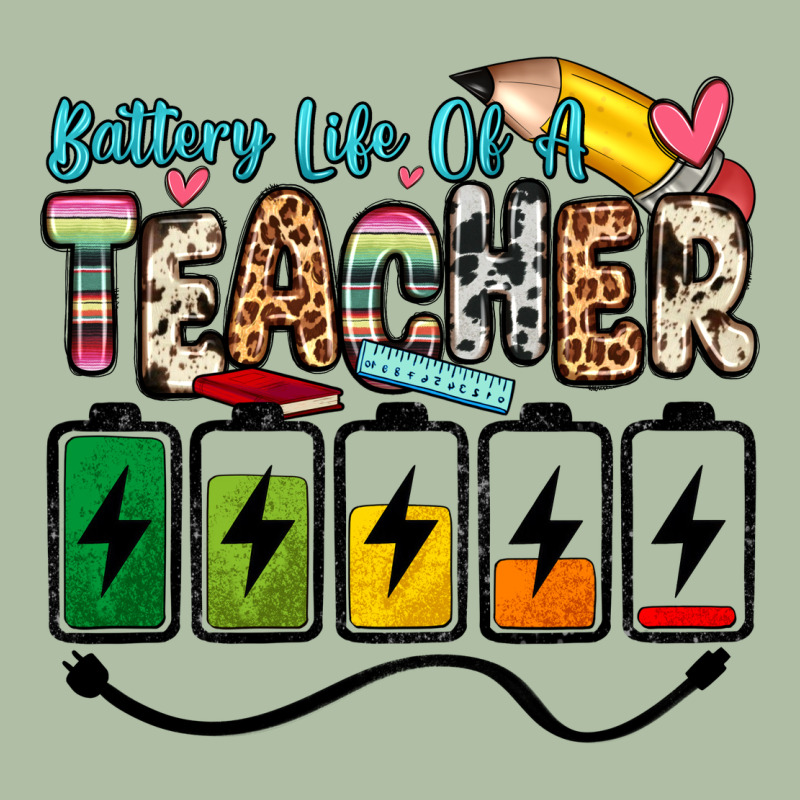 Battery Life Of A Teacher Urban Heavy Tee by Zillion Design Studio | Teevron