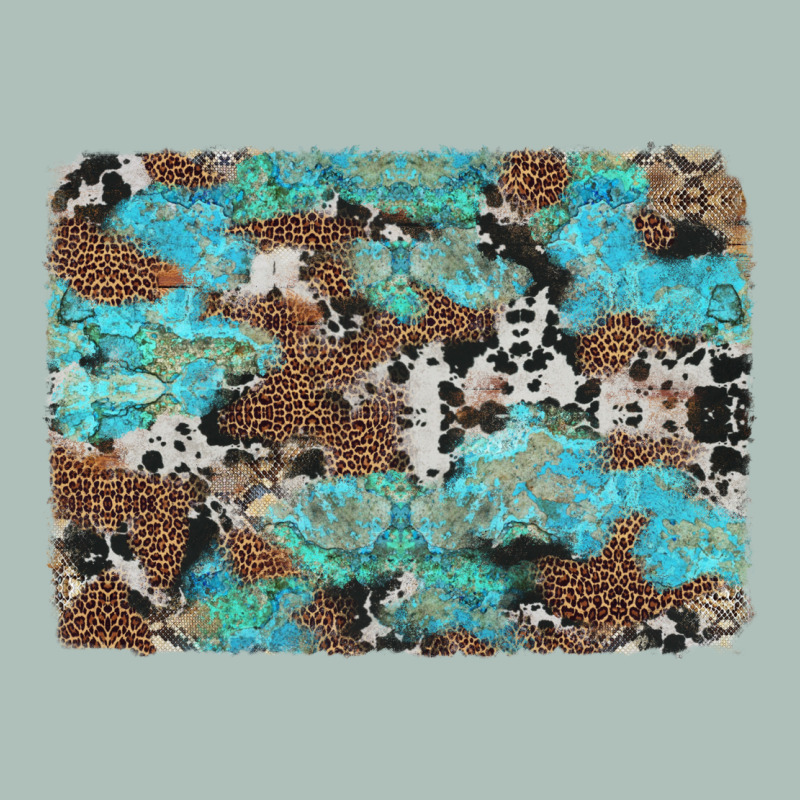 Western Cowhide And Leopard With Turquoise Background Heavyweight Hoodie by Artiststas | Teevron