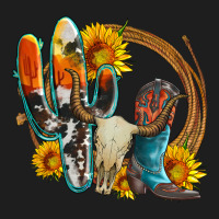 Western Cactus Bullskull And Boots With Sunflowers And Serape Leopard Heavyweight Hoodie | Teevron