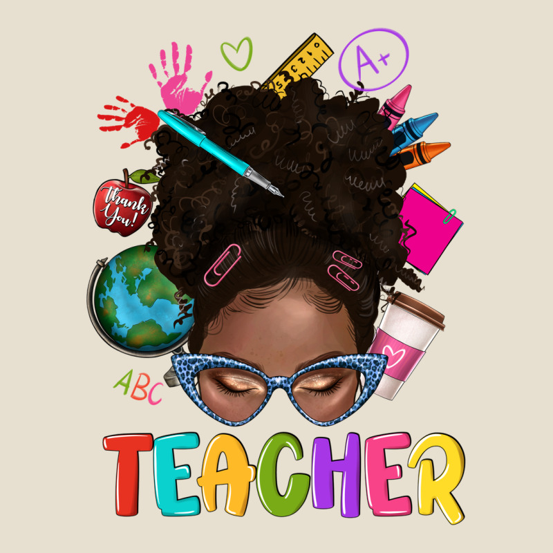 Teacher Afro Messy Bun Urban Heavy Tee by texasbilliewilder | Teevron