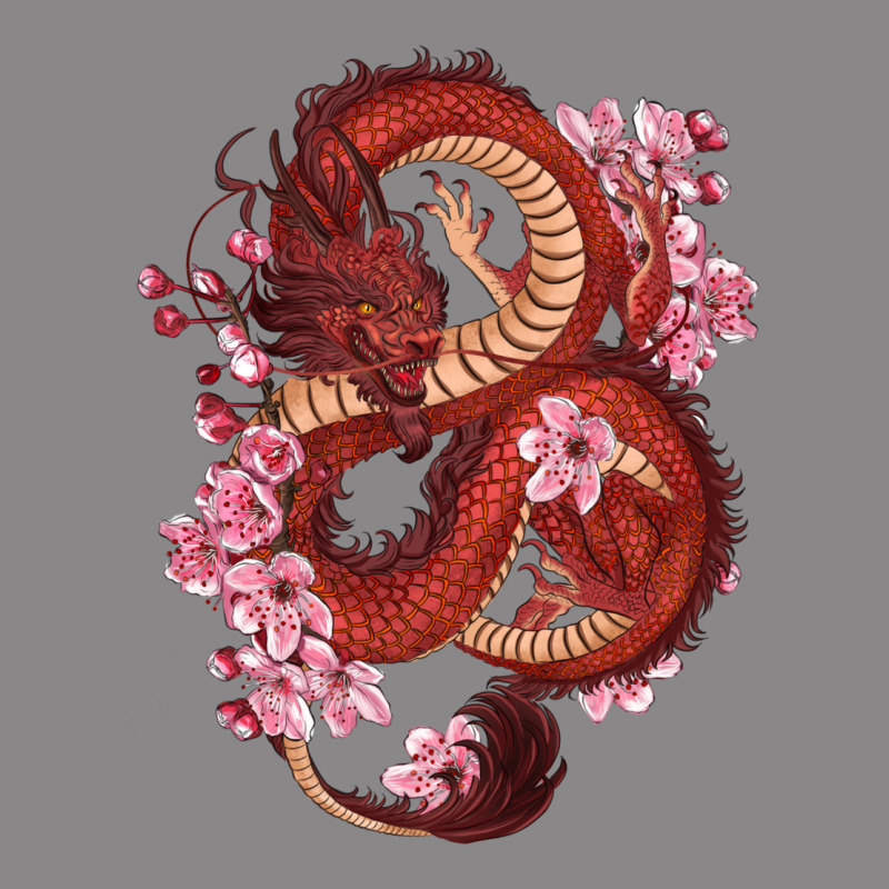 Red Dragon And Sakura Cherry Blossoms Vintage Tee by RanaPortraitStore | Teevron