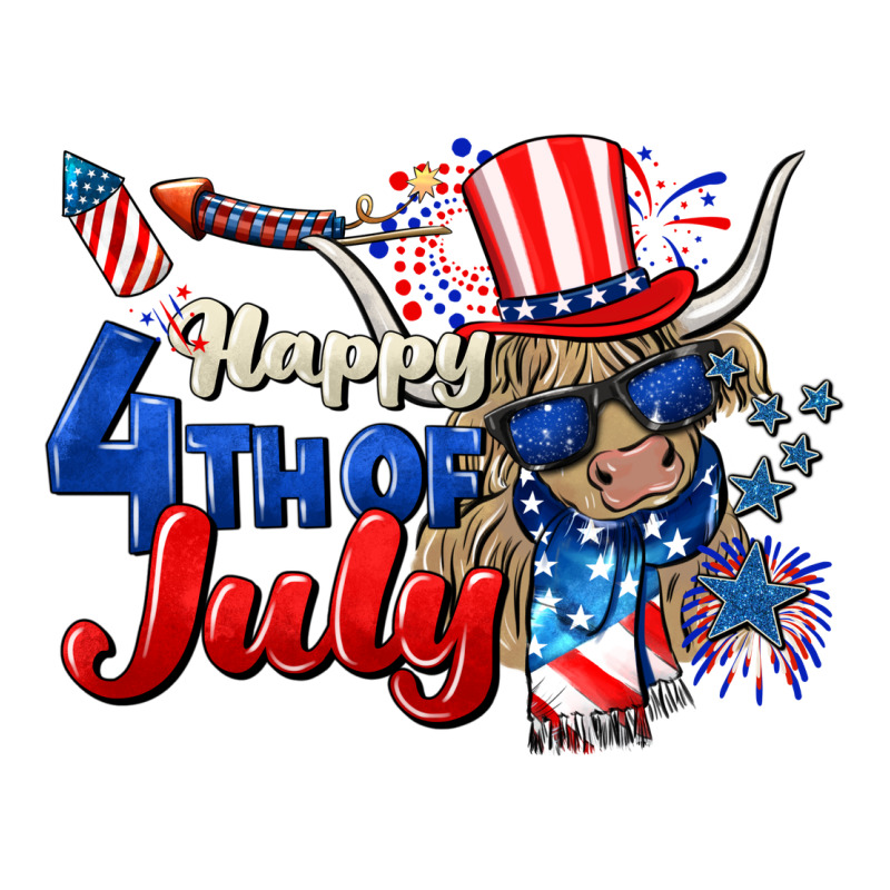 Happy 4th Of July Cow Long Sleeve Tee by CowGirlArtShop | Teevron