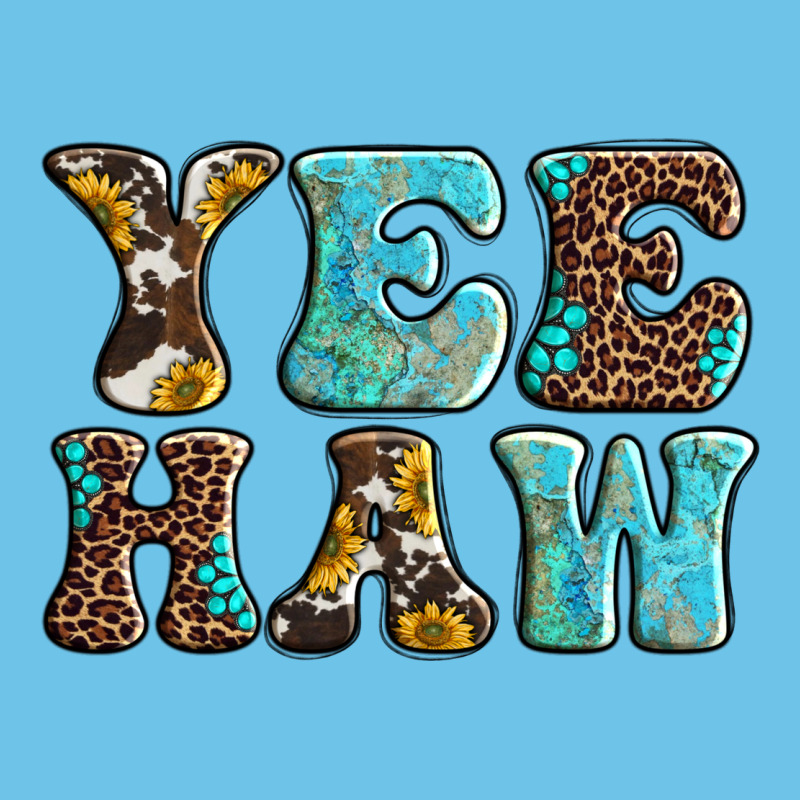 Western Sunflowers Turquoise Leopard Yee Haw Premium Sweatshirt by BarkalooDesign | Teevron
