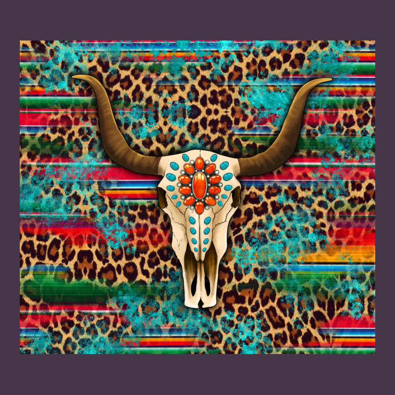 Western Serape Leopard Bull Skull Turquoise Tumbler Heavyweight Hoodie by Artiststas | Teevron