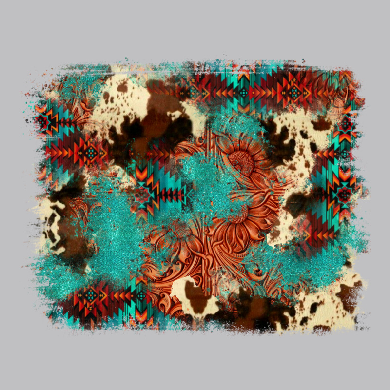 Aztec Turquoise Glitter Cowhide  Tooled Leather Ba Classic Tee by FaDigitalArtStudio | Teevron