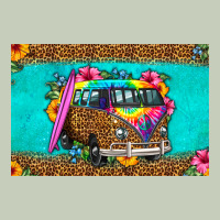 Hippie Van Floral Skinny Metal Can Holder Classic Tee | Teevron