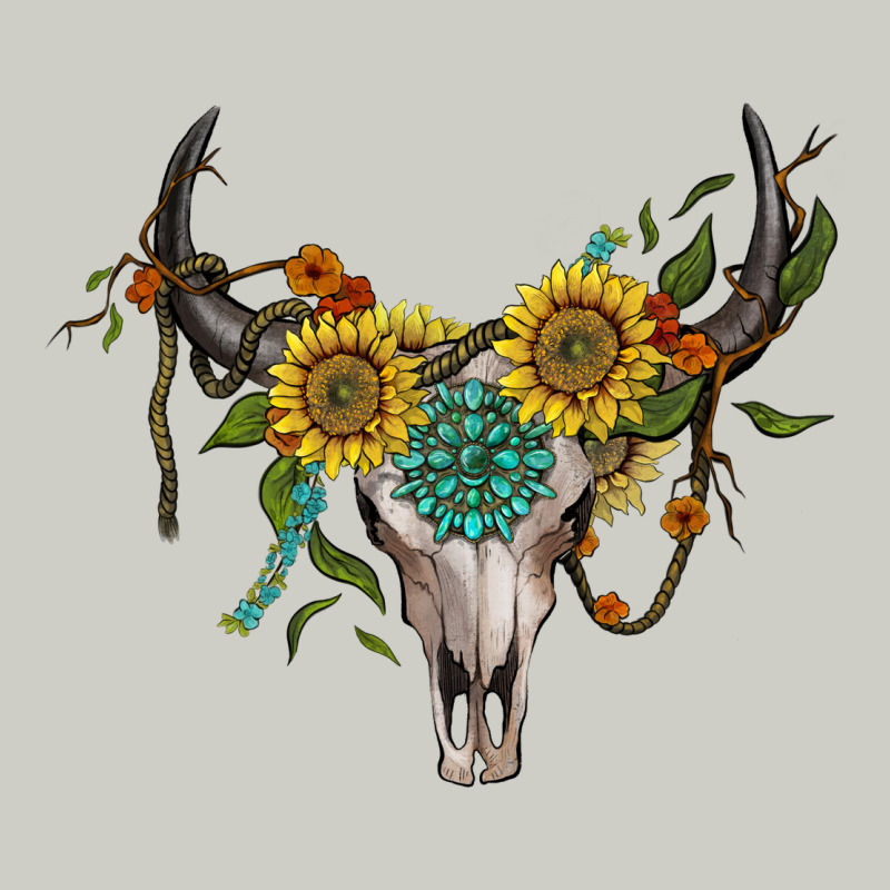 Boho Bullskull With Sunflower And Gemstone Heavyweight Hoodie by Artiststas | Teevron