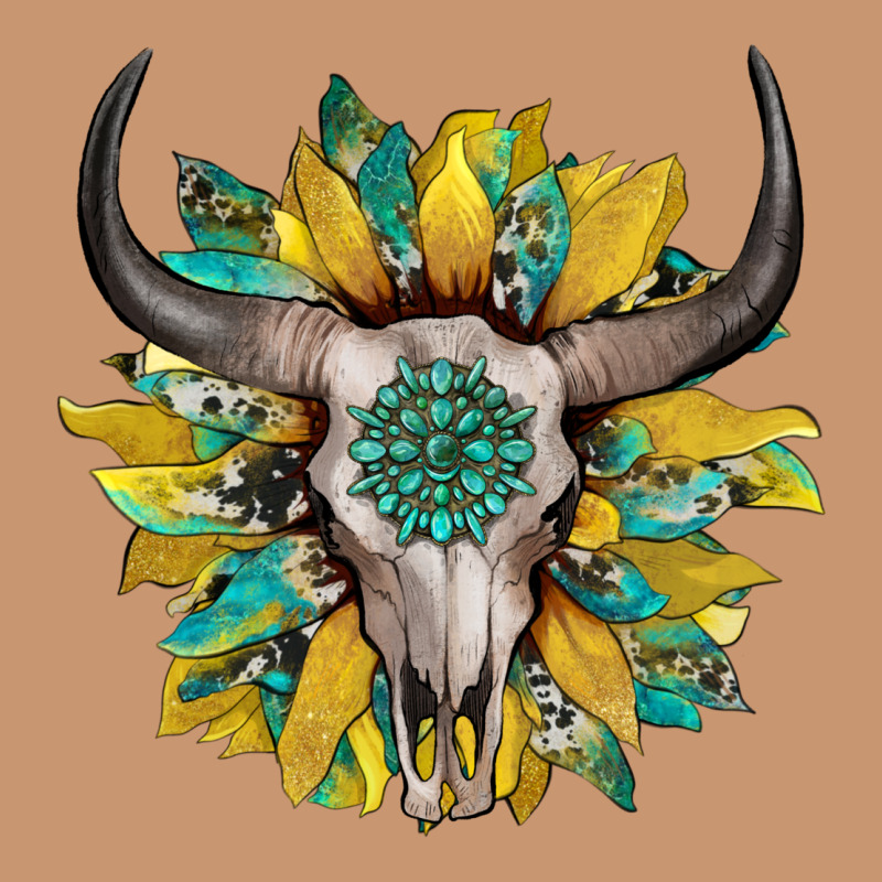 Boho Bullskull With Sunflower And Gemstone Heavyweight Hoodie by Artiststas | Teevron