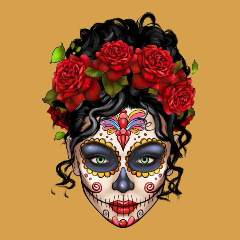 Mexican Sugar Skull Messy Bun Woman Urban Hoodie by LillyAllenDesigns | Teevron