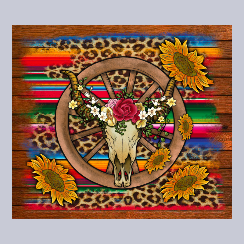 Serape Sunflowers Bull Skull Background Heavyweight Hoodie by Artiststas | Teevron