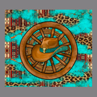 Cowboy Hat Turquoise Aztec Background Old Wheel Heavyweight Hoodie | Teevron