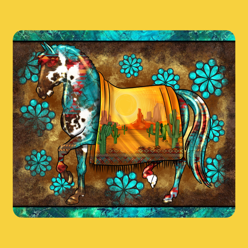 Western Horse Sunset Turquoise's Gemstones Mousepad Premium Sweatshirt by BarkalooDesign | Teevron
