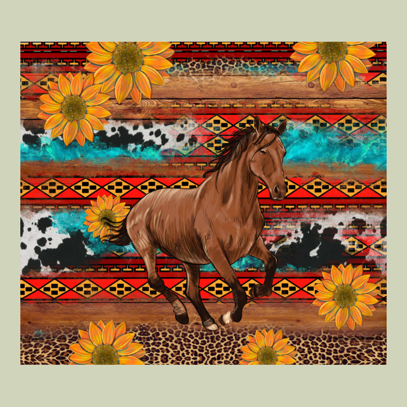 Western Horse And Sunflowers Cowhide Leopard With Aztec Heavyweight Hoodie by Artiststas | Teevron