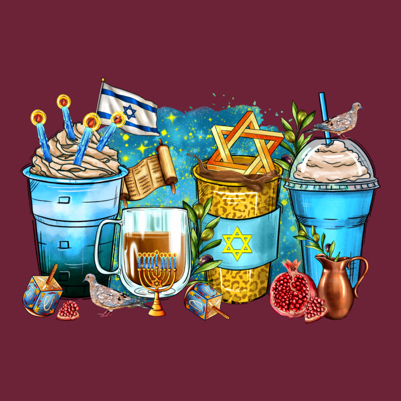 Hanukkah Coffee Cups Long Sleeve Tee by Zillion Design Studio | Teevron