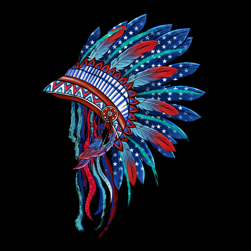 Indian Headdress With American Flag Premium Sweatshirt by BarkalooDesign | Teevron