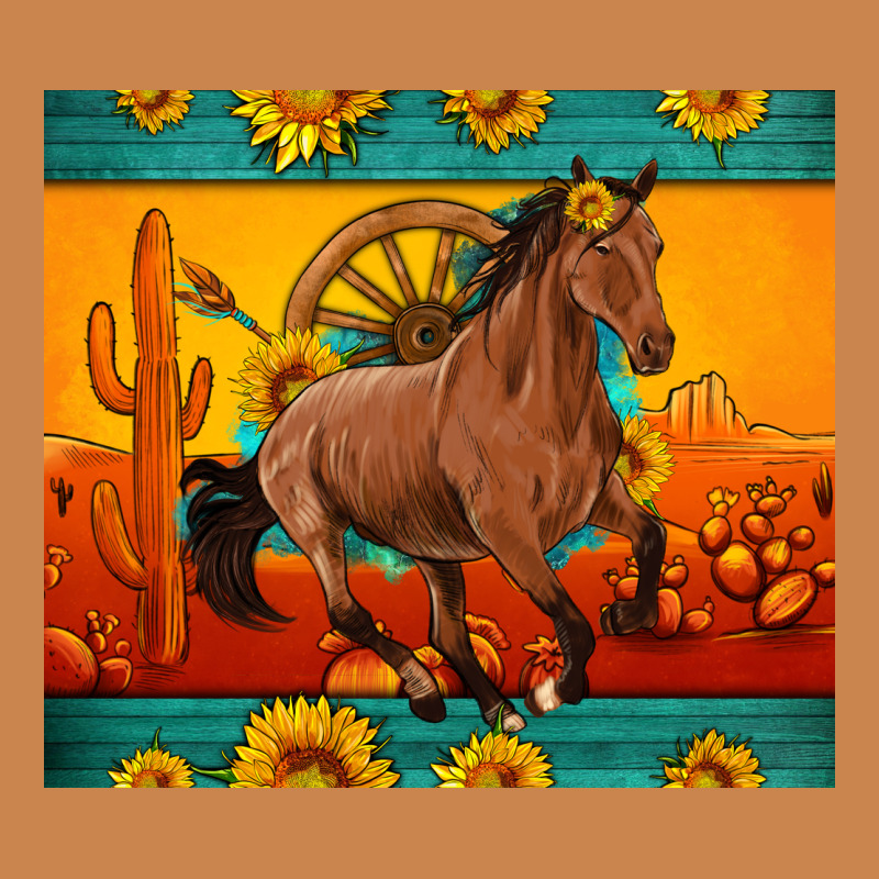 Western Sunset Galloping Horse Sunflower Heavyweight Hoodie by Artiststas | Teevron