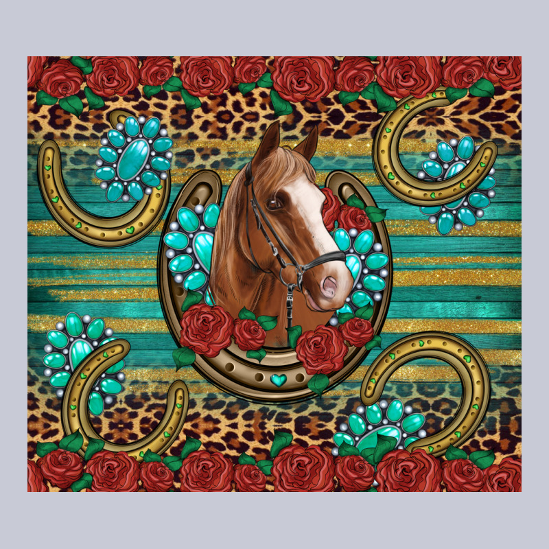 Western Horse Horseshoe Roses Gemstones Glitter Wooden Heavyweight Hoodie by Artiststas | Teevron