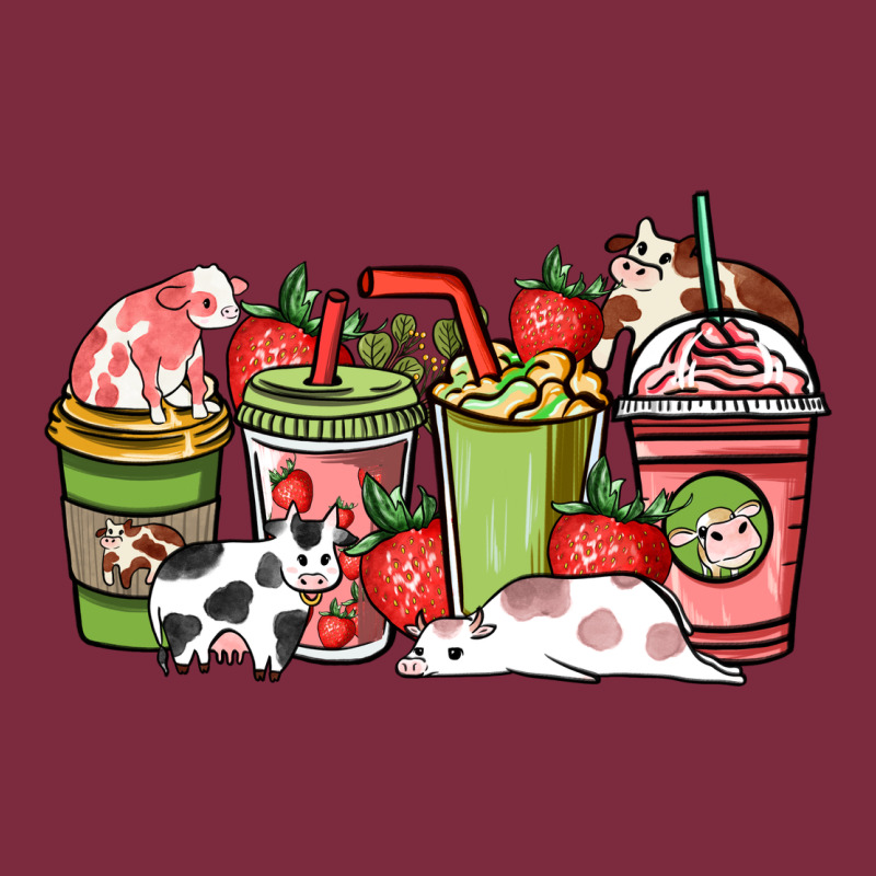 Cow And Strawberry Coffee Cups Premium Hoodie by NancyCooperArtShop | Teevron