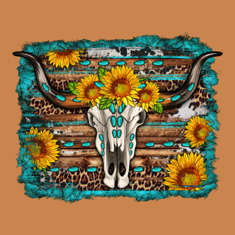 Longhorn Bull Skull Western Turquoise Background Heavyweight Hoodie by Artiststas | Teevron