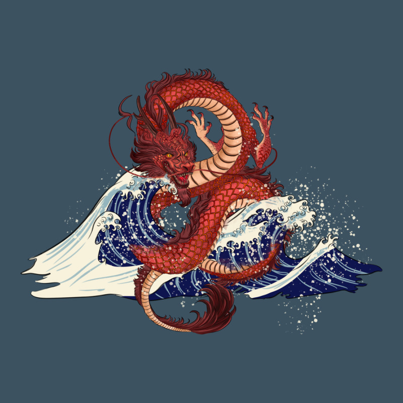 Asian Dragon And Ocean Waves Urban Heavy Tee by RanaPortraitStore | Teevron