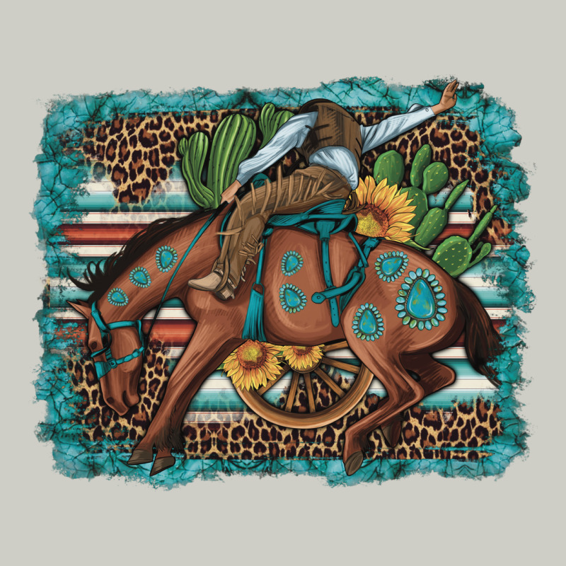 Bucking Bronco Cowboy Rodeo Cactus And Sunflowers Heavyweight Hoodie by Artiststas | Teevron