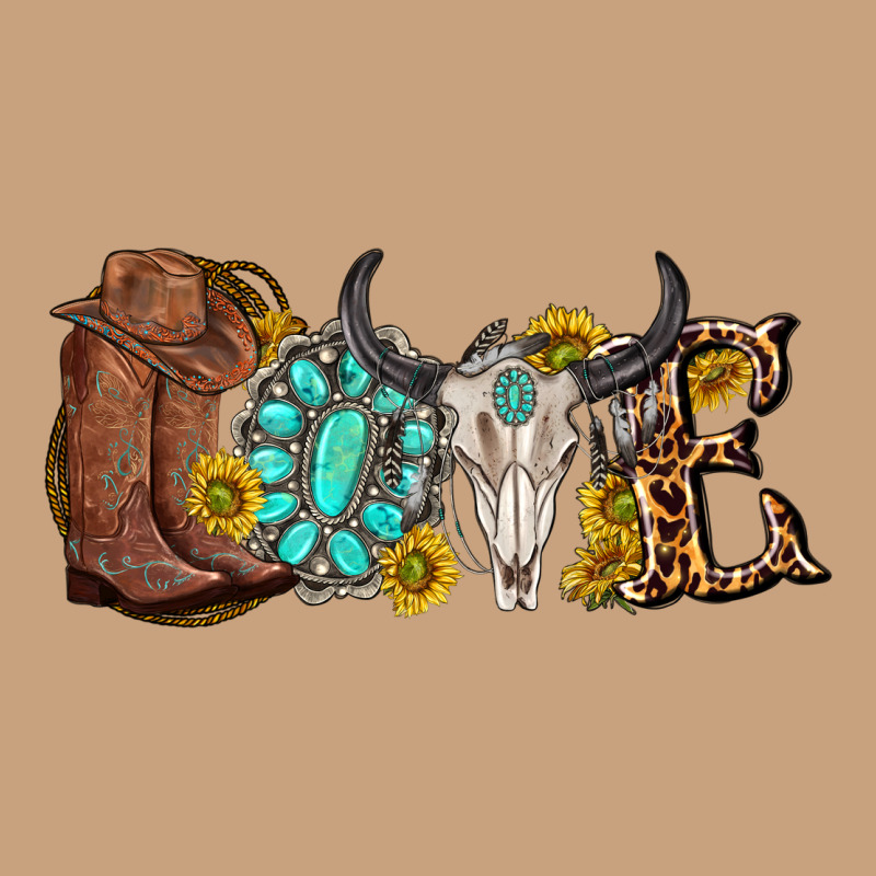 Western Love Bull Skull With Gemstone And Sunflowe Vintage Tee by texasbilliewilder | Teevron