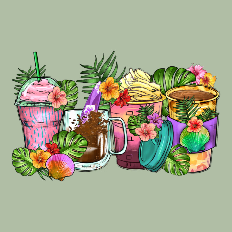 Tropical Coffee Cups Urban Heavy Tee by Zillion Design Studio | Teevron