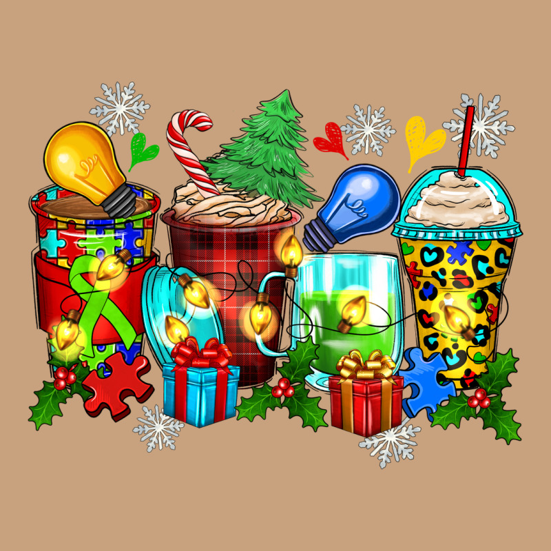 Autism Christmas Coffee Cups Vintage Tee by Zillion Design Studio | Teevron