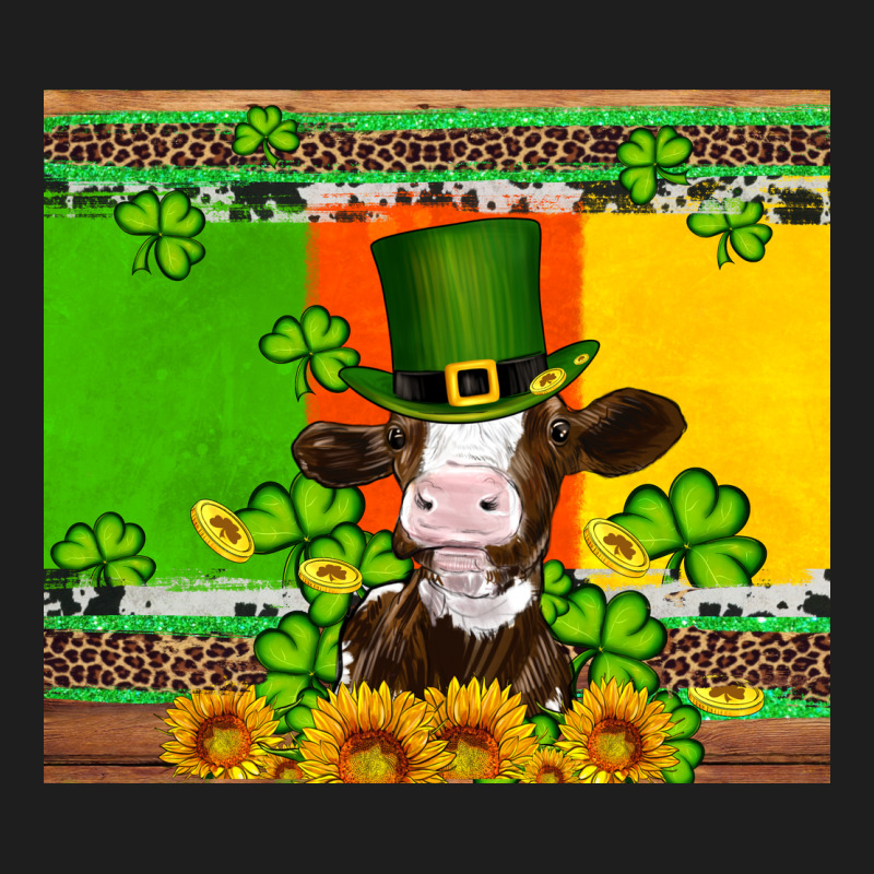 Saint Patricks Cow And Hat With Sunflower And Shamrock Heavyweight Hoodie by Artiststas | Teevron