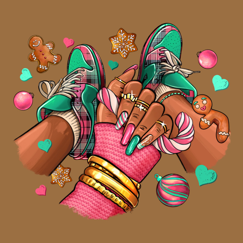 Pink Christmas Black Girl Sneakers Vintage Tee by RanaPortraitStore | Teevron
