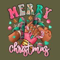 Pink Merry Christmas Black Girl Sneakers Vintage Tee | Teevron