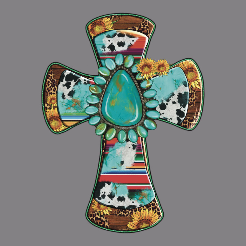 Cross With Leopard Sunflower Gemstone Serape Cowhide Heavyweight Hoodie by Artiststas | Teevron