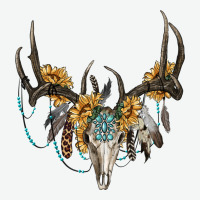Boho Deer Skull Sunflowers And Gemstone Urban Heavy Tee | Teevron