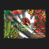 Mexico Flag Sunflowers Roses And Cactus With Serape Aztec And Leopard Heavyweight Hoodie | Teevron