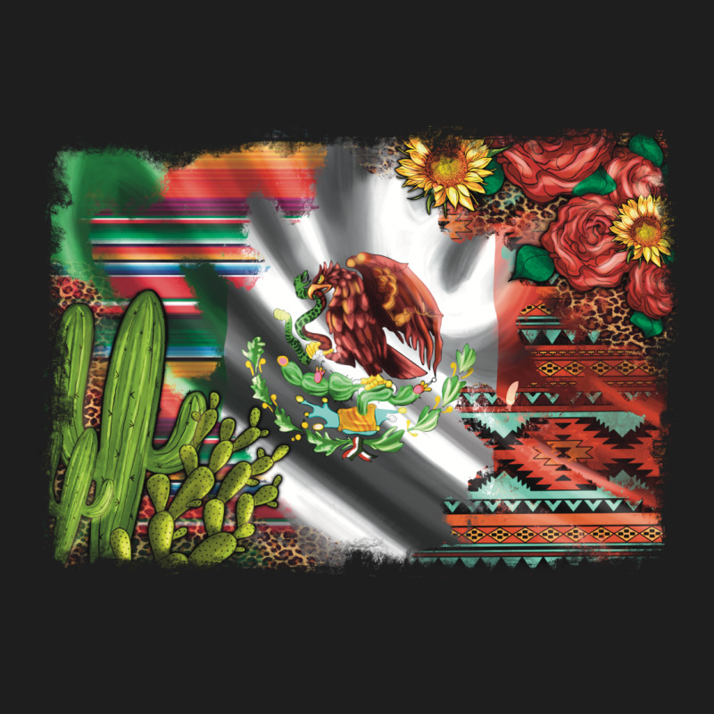 Mexico Flag Sunflowers Roses And Cactus With Serape Aztec And Leopard Heavyweight Hoodie by Artiststas | Teevron