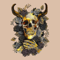 Bull Human Skull With Gold Roses Urban Heavy Tee | Teevron