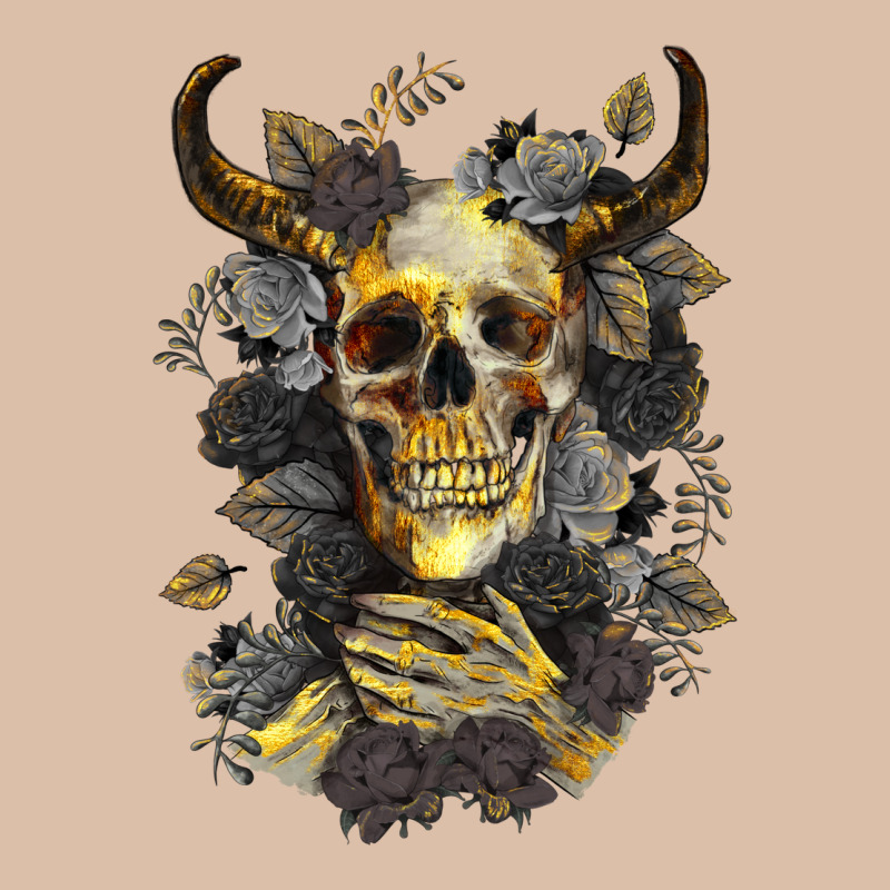 Bull Human Skull With Gold Roses Urban Heavy Tee by RanaPortraitStore | Teevron