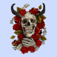 Bull Human Skull With Roses Urban Heavy Tee | Teevron