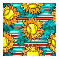 softball sunflowers with serape seamless pattern | Teevron