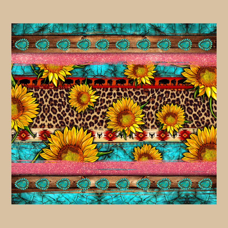 Western Sunflowers Turquoise Heavyweight Hoodie by Artiststas | Teevron