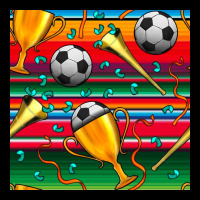 Soccer Winner Cup And Vuvuzela With Serape Seamless Pattern Urban Hoodie | Teevron