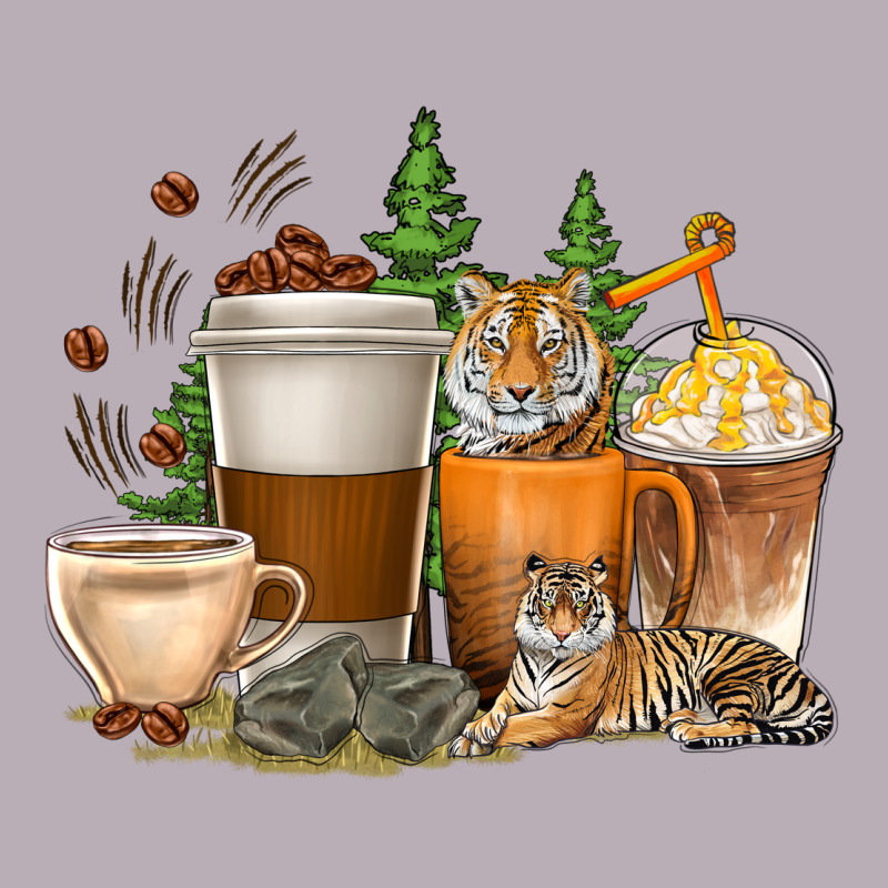 Coffee Cups Tiger With Coffee Beans Vintage Tee by texasbilliewilder | Teevron