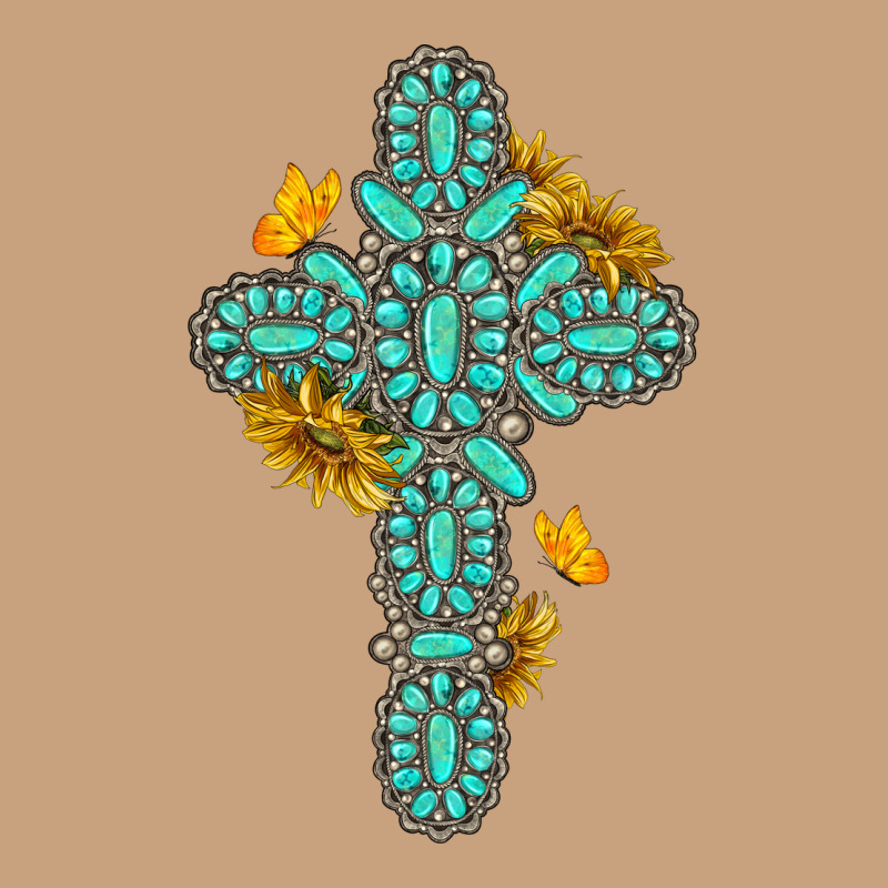 Gemstone Cross With Sunflowers And Butterflies Vintage Tee by texasbilliewilder | Teevron