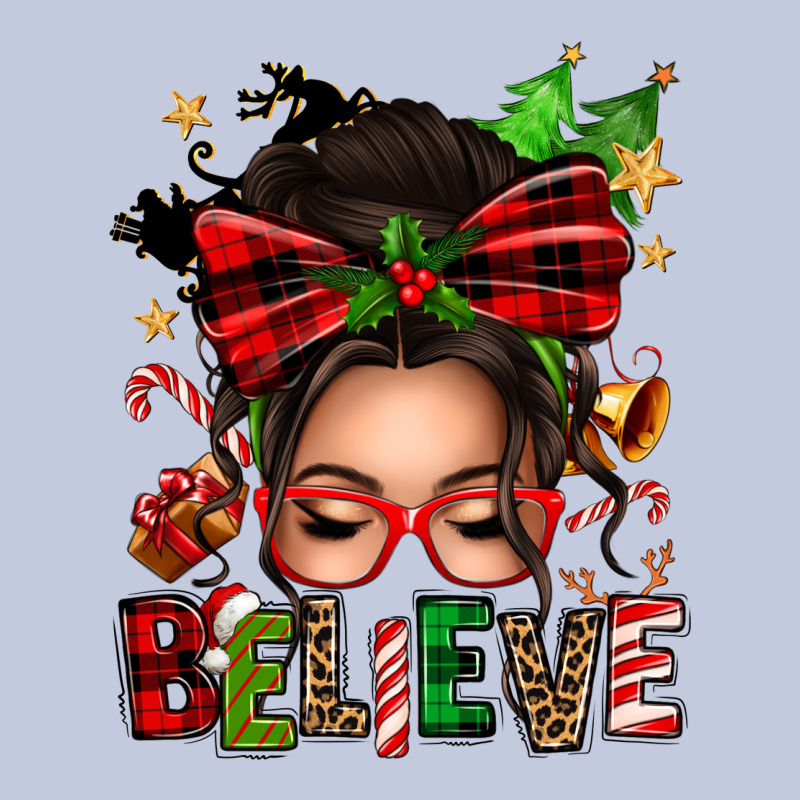 Christmas Believe Afro Messy Bun Long Sleeve Tee by texasbilliewilder | Teevron