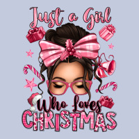 Just A Girl Who Loves Pink Christmas Messy Bun Long Sleeve Tee | Teevron