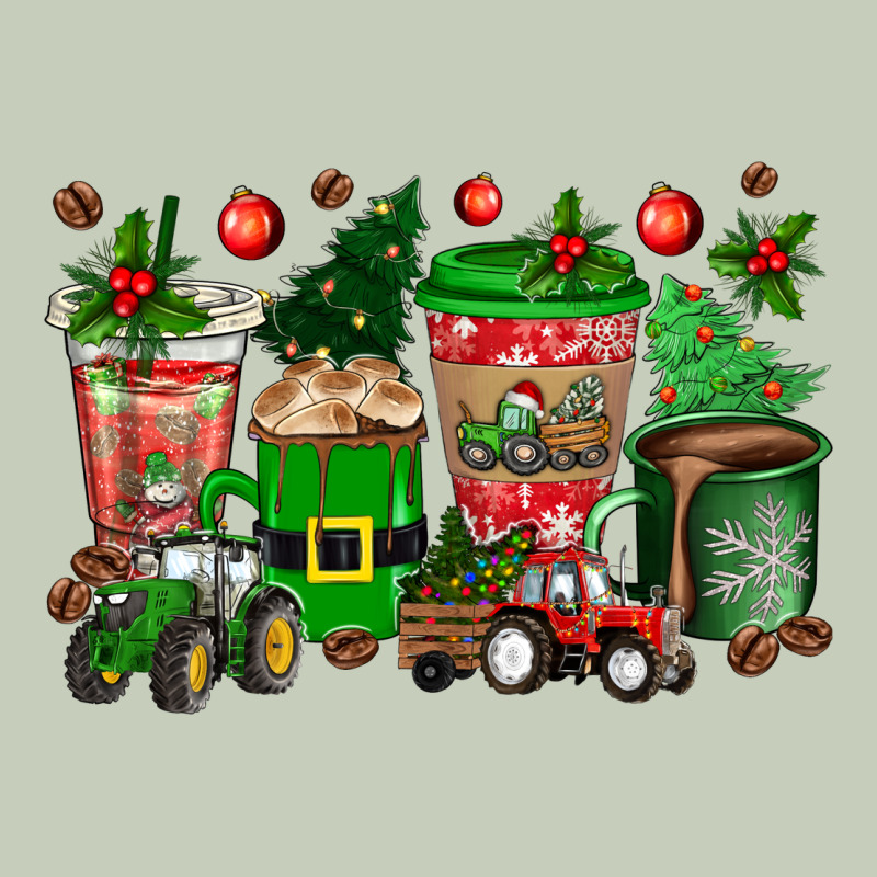 Christmas Tractor Coffee Cups Long Sleeve Tee by texasbilliewilder | Teevron