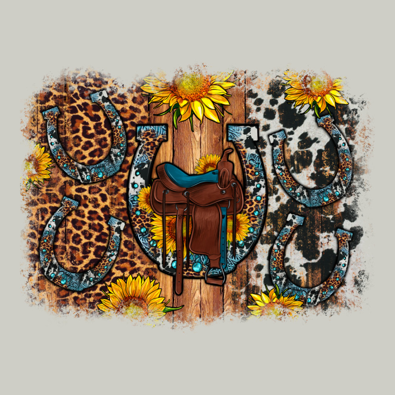 Saddle Sunflower Horseshoe Cowhide Leopard Background Heavyweight Hoodie by Artiststas | Teevron