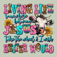 Living Life Somewhere Between Jesus Take The Wheel Ladies Tee | Teevron