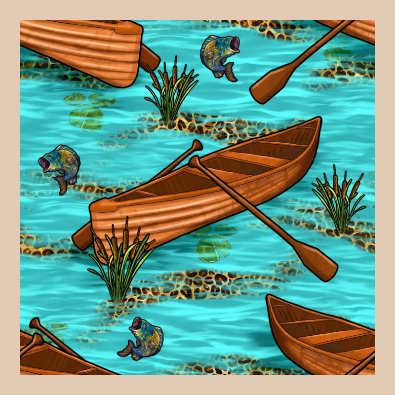 Lake Canoe And Fish With Reeds And Leopard Seamless Pattern Bbs Urban Hoodie by BundleAndBundleShop | Teevron